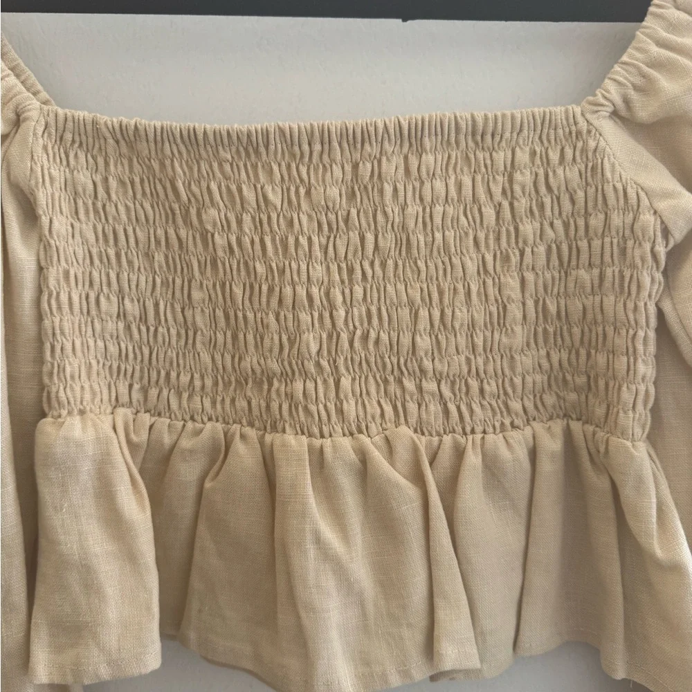 Faithfull the Brand Linen Smocked Blouse